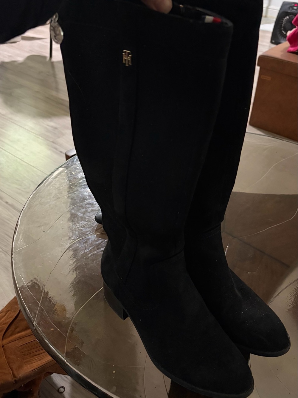 Tommy Hilfiger Black Suede Boots